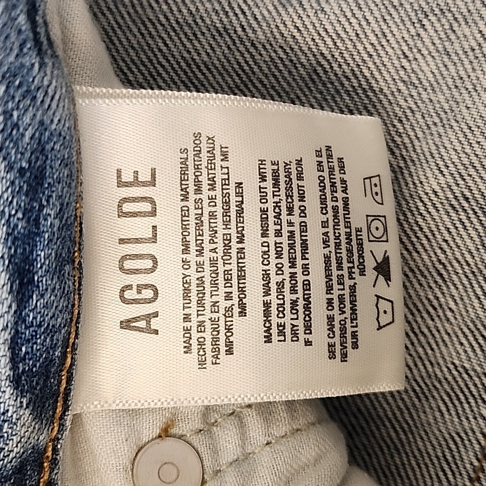 AGOLDE 100% Organic Cotton Jamie High Rise Jeans Distressed Button Fly Sz 29 - Picture 15 of 16